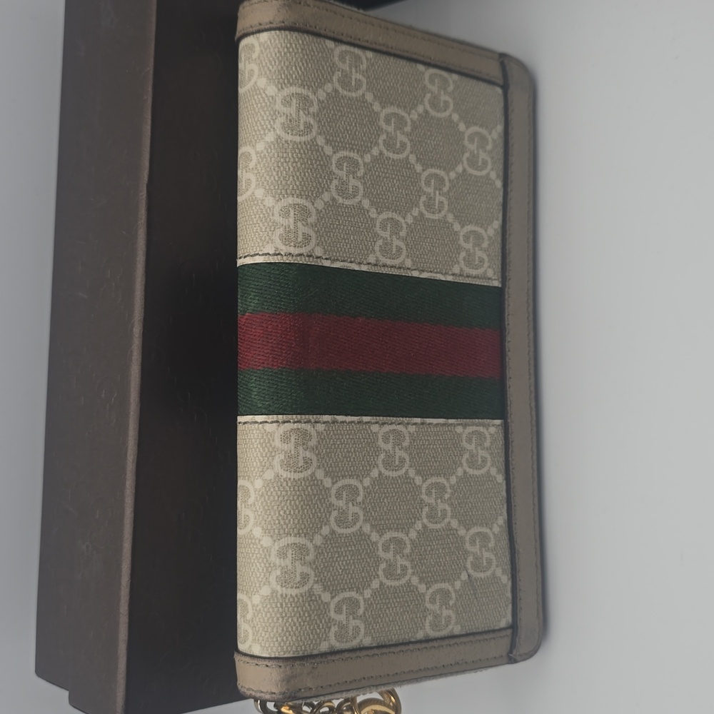 Gucci Ophidia GG Beige W/ Green & Red Sherry Zip Around Long Wallet (EUC)(COA)✨️ - Picture 11 of 15